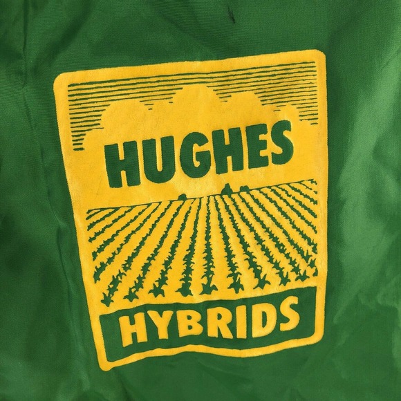 VTG HUGHES HYBRIDS SNAP BUTTON JACKET GREEN USA MADE XL FITS SMALLER 70s 80s - Picture 2 of 16
